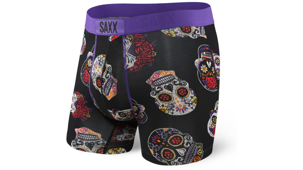 SAXX Vibe Modern Fit Boxer Brief - Mens, Black Day Of The Dead, S, SXBM35-DOB-S