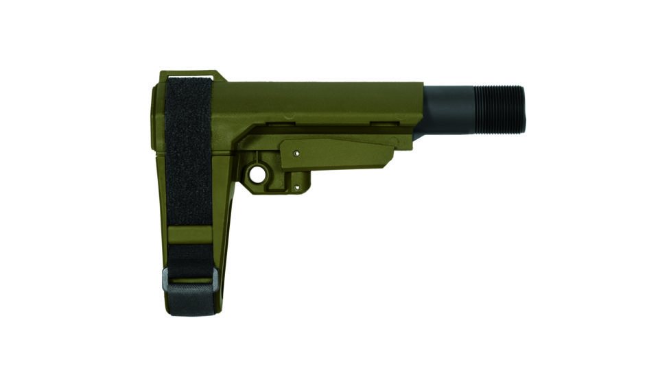 SB Tactical SBA3, 5-position adjustable w/6 pos, Mil-spec, OD Green/Black SBA3-04-SB