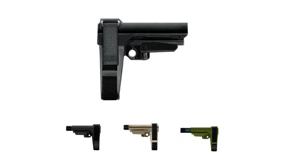 SB Tactical SBA3 Pistol Stabilizing Brace for Mil-Spec Extension Platforms, Black, Black/Grey, Flat Dark Earth, OD Green/Black