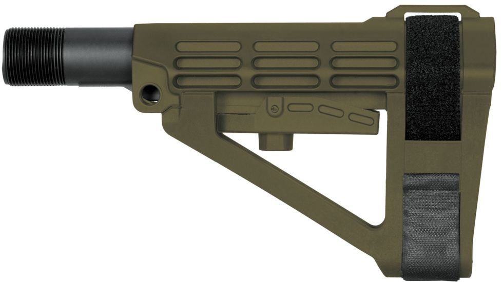 SB Tactical SBA4 Pistol Stabilizing Brace - 5-Position Adjustable, OD Green, SBA4-04-SB