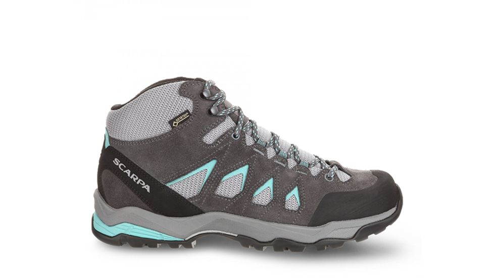 Scarpa Moraine Mid GTX Hiking Shoes, Womens, Grey/Lagoon, Medium, 38.5, 63064/202-GryLag-38.5