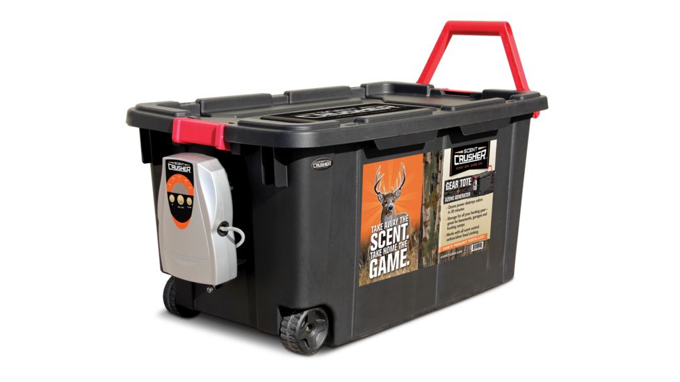 Scentcrusher Wheeled Ozone Odor Eliminating Hard Tote, Black/Red, 40 Gal., 59112-40T