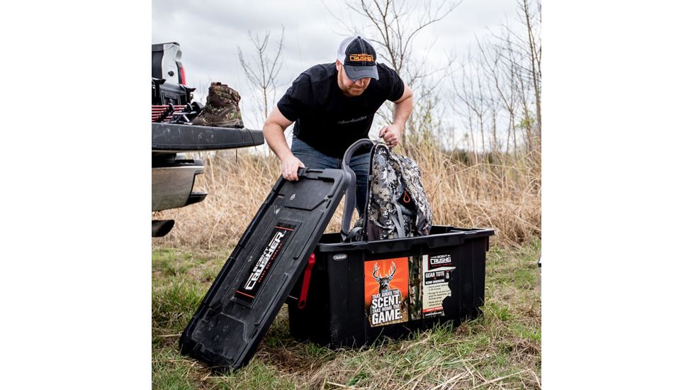 Scentcrusher Wheeled Ozone Odor Eliminating Hard Tote, Black/Red, 40 Gal., 59112-40T