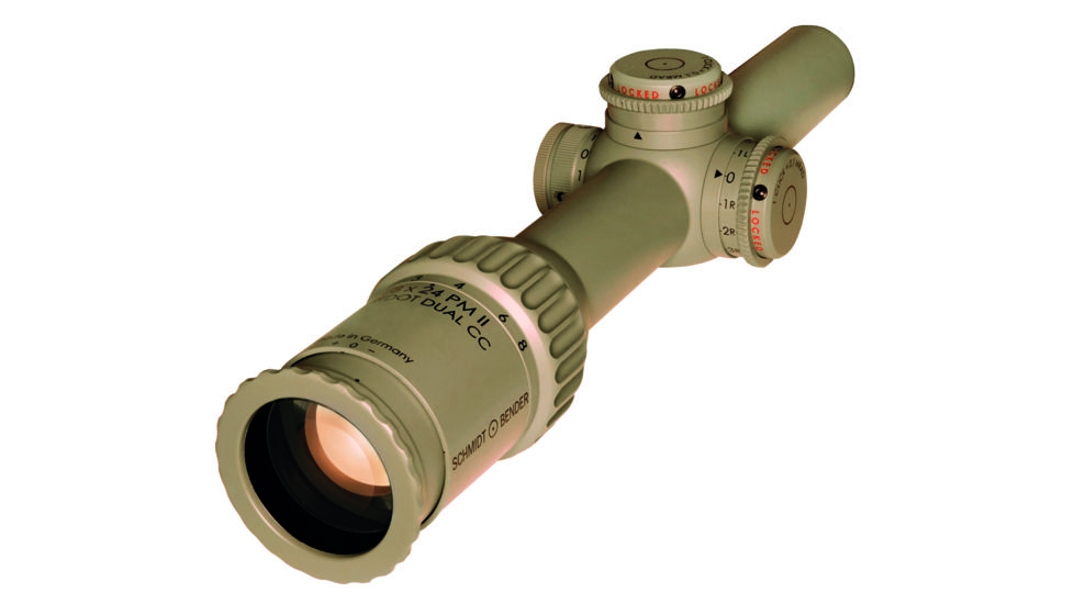 Schmidt &amp; Bender 1-8x24 PM II ShortDot Dual CC MDR-T6 1cm cw ST,LT, More Tactical Clicks, Single Turn, Locking Turrets Zero Click, Pantone 7504M, length 293mm / 30mm tube 683-846-43E-K1-H1