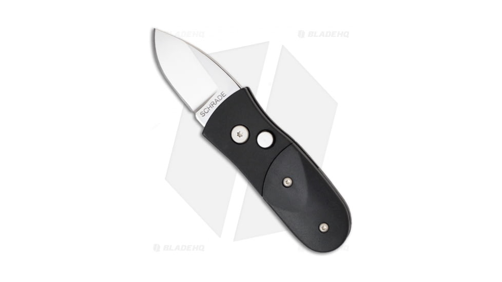 Schrade California Issue Automatic Folding Knife, 1.75in, 440 Stainless Steel, Drop Point Blade, Delrin Black Handle, Steel/Black, 4.875in, BHQ-9819