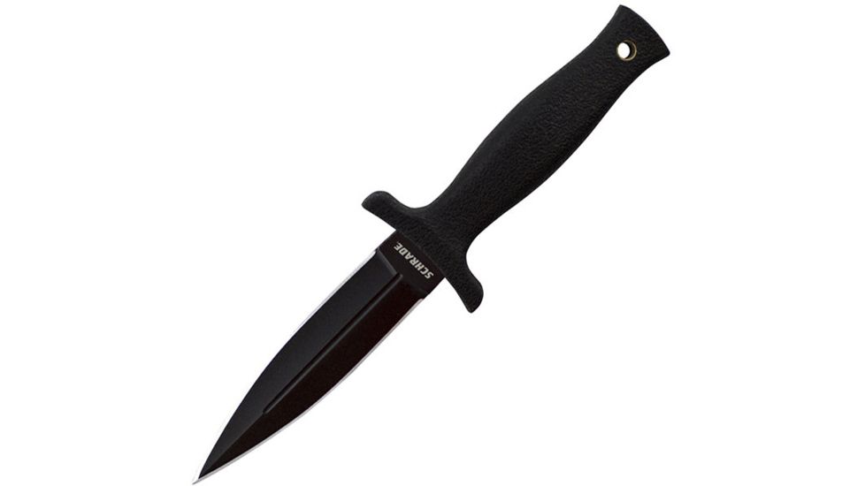Schrade Double Edge Boot Knife, 7 in, BLK Handle/Plain, Leather, SCHF19