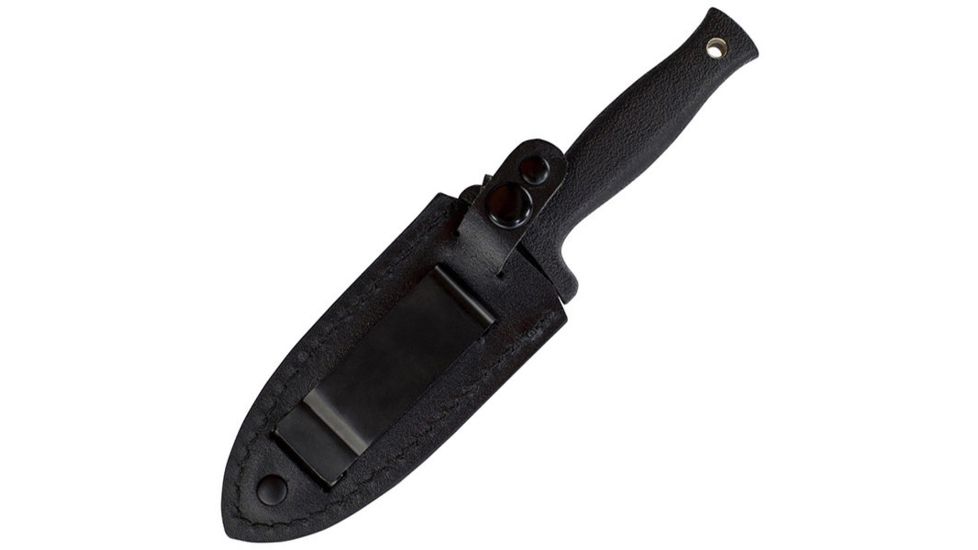 Schrade Double Edge Boot Knife, 7 in, BLK Handle/Plain, Leather, SCHF19