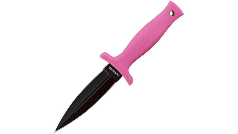 Schrade Double Edge Boot Knife, 7 in, Pink Handle, Plain, Leather, SCHF19P