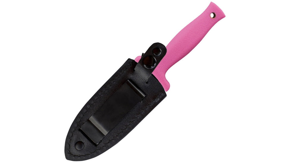 Schrade Double Edge Boot Knife, 7 in, Pink Handle, Plain, Leather, SCHF19P