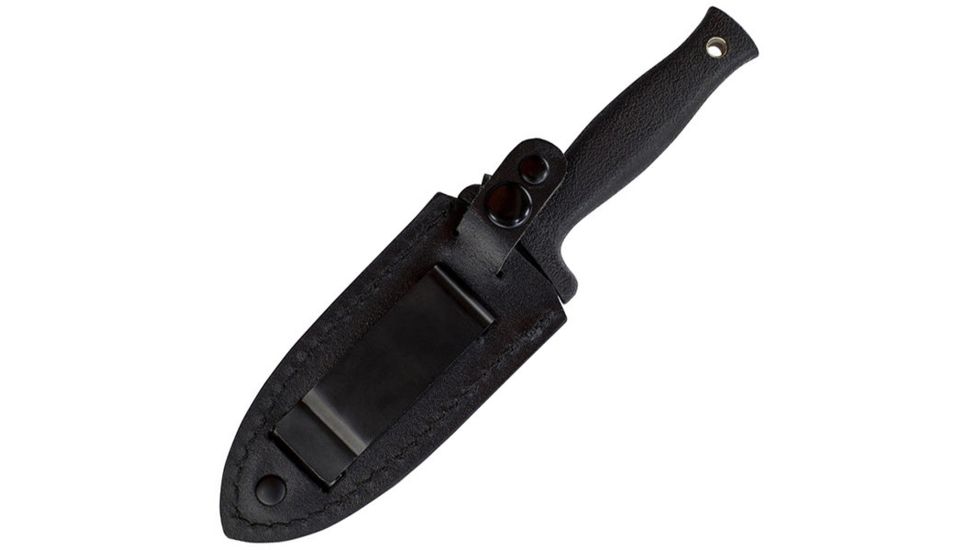 Schrade Double Edge Boot Knife, 9 in, BLK Handle/Plain, Leather, SCHF19L