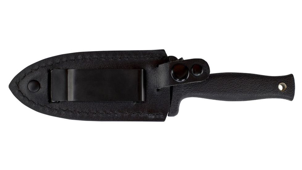 Schrade Double Edge Boot Knife, 7 in, BLK Handle/Plain, Leather, SCHF19