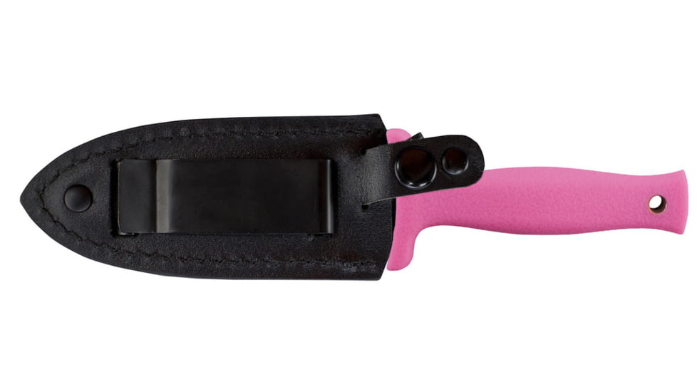 Schrade Double Edge Boot Knife, 7 in, Pink Handle, Plain, Leather, SCHF19P