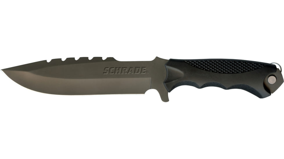 Schrade Extreme Survival Full Tang Fixed Blade Knife and Tool,6.6in Steel Drop Point Blade,Black TPE Wrapped Handle,Clam Package SCHF27CP