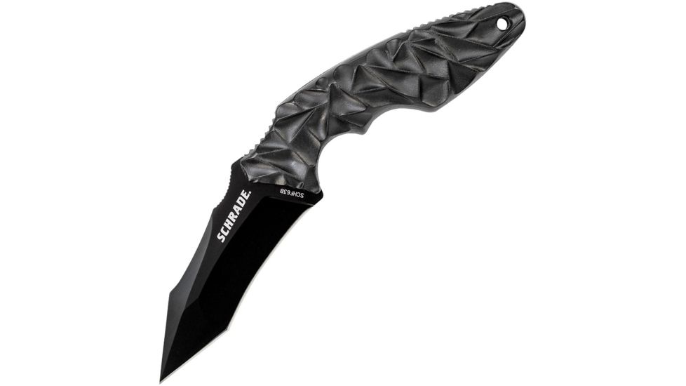 Schrade Fixed Blade Black Fixed Blade Knife, 3.75in, AUS-8 Steel, Standard Edge, Tanto, Black, Black GFN Handle SCHF63B