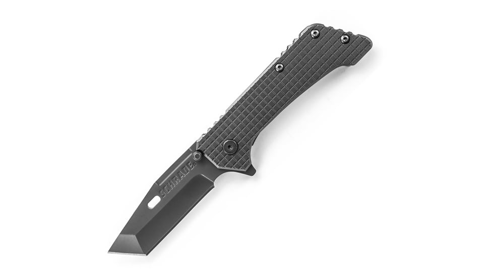 Schrade Frame Lock Folder, 3.7 in. Tanto, Textured Handle, Plain SCH302