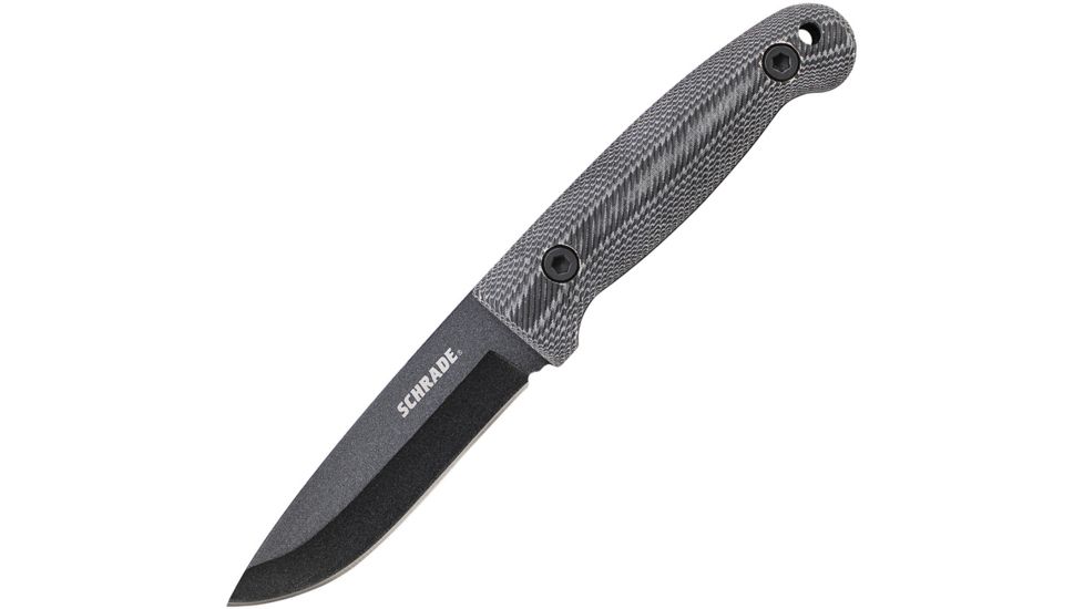 Schrade Frontier With Ferro Rod Fixed Blade Knife, 4.5in, 1095 Carbon Steel, Standard Edge, Drop Point, Black Micarta Handle SCHF56LM, EDEMO1