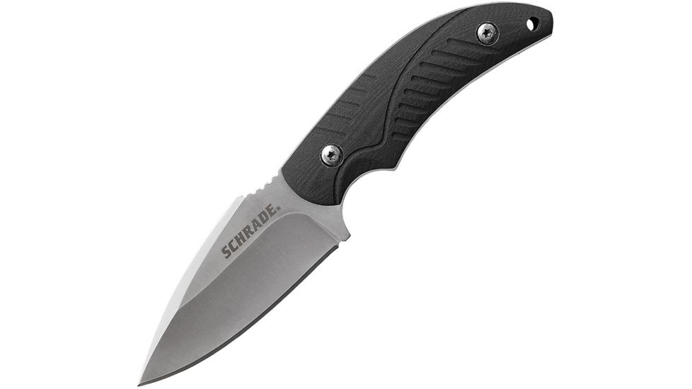 Schrade Full Tang Fixed Blade Knife, 3in, Drop Point, Satin, Black TPR Handle SCHF66