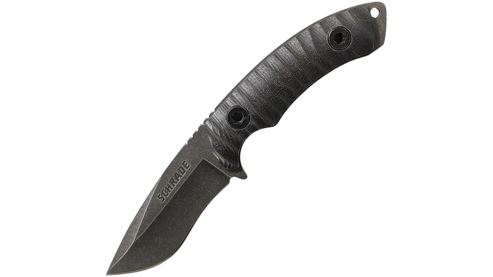 Schrade Full Tang Fixed Blade Knife, Drop Point, Black Stonewash SCHF35CP