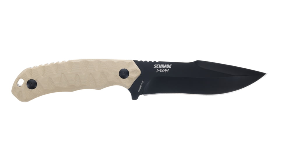 Schrade I-BEAM Fixed Blade Knife, 5in, AUS-8 Steel, Black Blade, FDE G10 Handle, 1185977