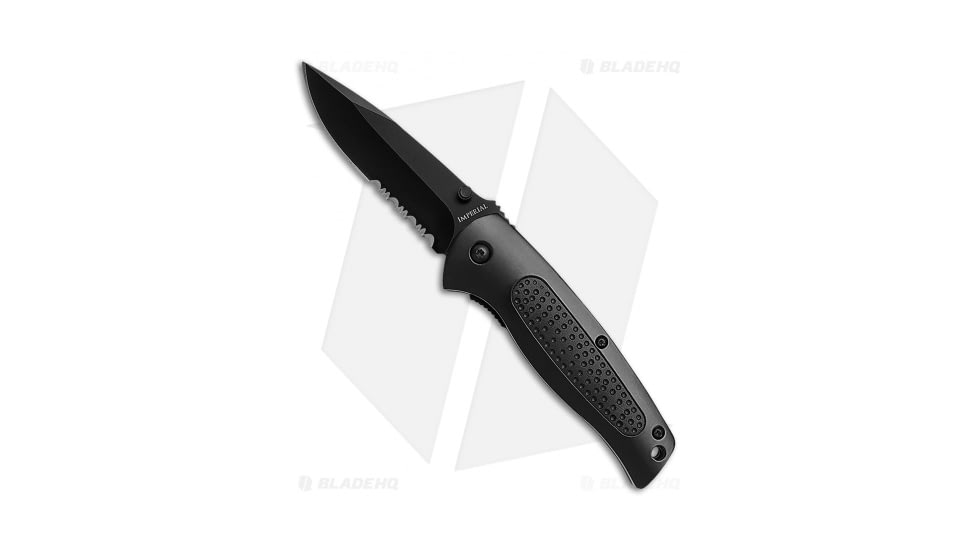 Schrade Imperial Medium Folding Knife, 3.125in, Stainless Steel, Spear Point Blade, Aluminum Black Handle, Black/Black, 7.25in, BHQ-69997