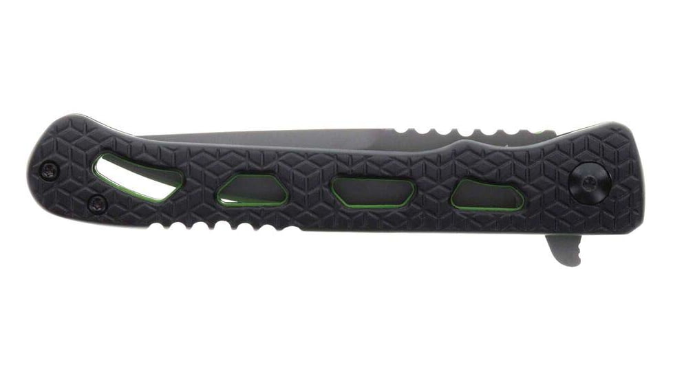 Schrade Inert CLR Folding Knife, 3.5in, AUS-10 Steel, Drop Point Blade, Black Aluminum Handle, 1159303