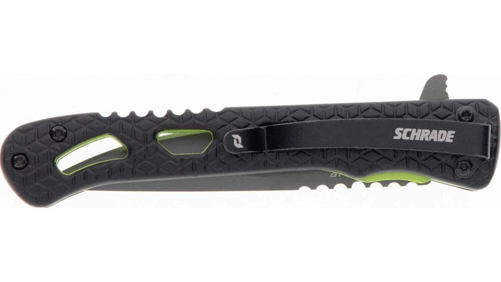 Schrade Inert CLR Folding Knife, 3.5in, AUS-10 Steel, Drop Point Blade, Black Aluminum Handle, 1159303