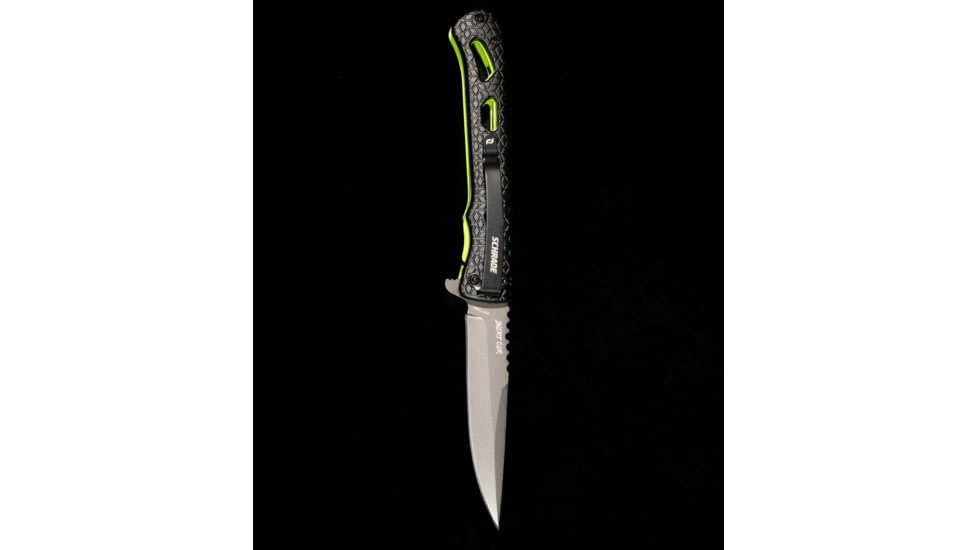 Schrade Inert CLR Folding Knife, 3.5in, AUS-10 Steel, Drop Point Blade, Black Aluminum Handle, 1159303