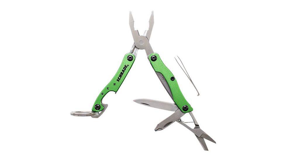 Schrade Keychain Multi-tool W/9 Functions &amp; Drop Pt Knife