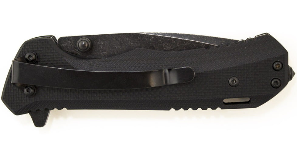 Schrade Liner Lock Folding Knife,3.2in Carbon Steel Partially Serrated Drop Point Blade,Black G-10 Handle,Clam Package SCH501SCP