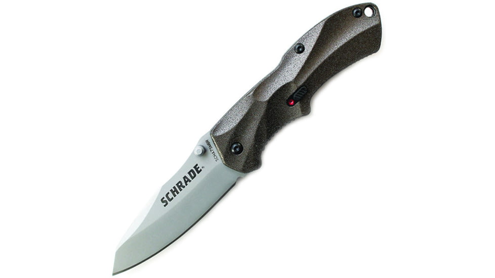 Schrade SCHA7 Mini MAGIC, Brown Alum. Handle, BLK Plain, SCHA7SMBR