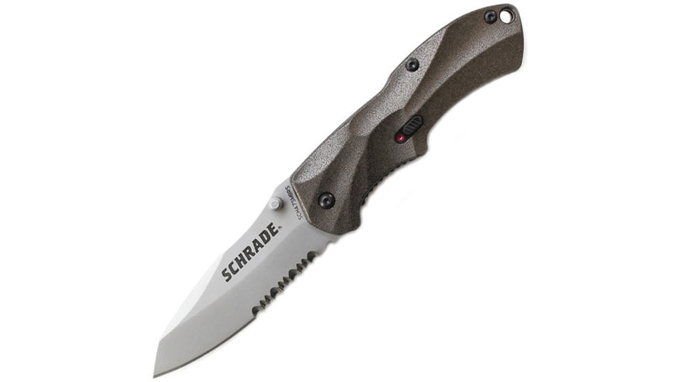 Schrade SCHA7 Mini MAGIC, Brown Alum. Handle, BLK ComboEdge, SCHA7SMBRS