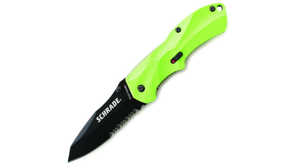 Schrade SCHA7 Mini MAGIC, Green Alum. Handle, BLK ComboEdge, SCHA7SMGRS