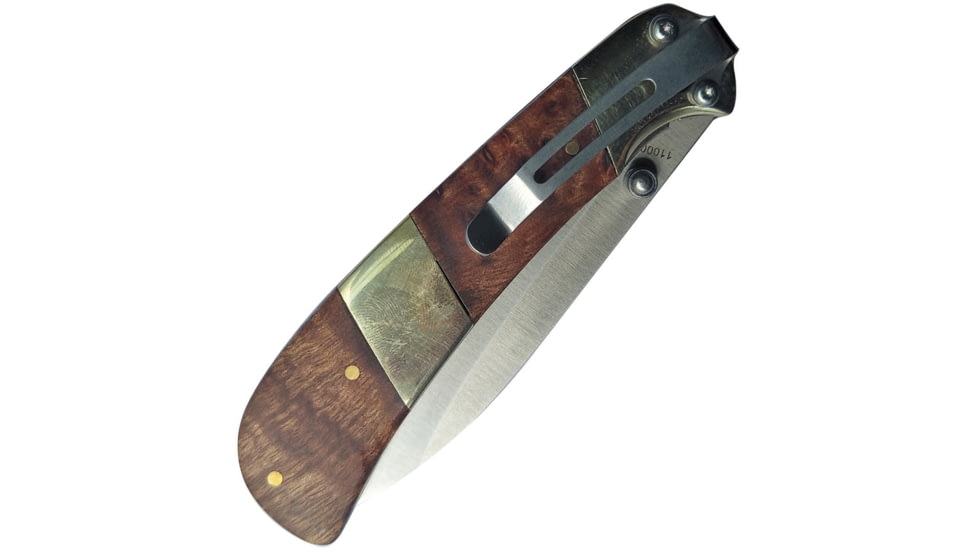Schrade Old Timer Linerlock Ironwood Folding Knife, Old Timer, 4in Closed, 3in Satin SS Blade, Thumb Stud, Pocket Clip, Ironwood And Nickel Silver Handle, 1100028