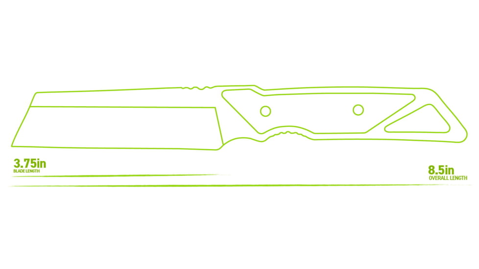 Schrade Outback Cleaver Fixed Blade Knife, 3.6in, AUS-8 Steel, Cleaver Blade, Black/Green Overmolded Handle, 1182498