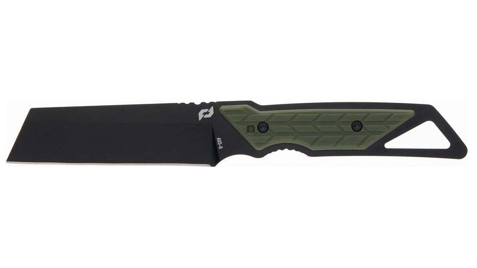 Schrade Outback Cleaver Fixed Blade Knife, 3.6in, AUS-8 Steel, Cleaver Blade, Black/Green Overmolded Handle, 1182498