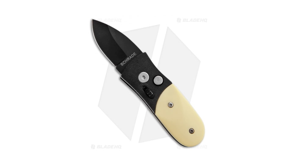Schrade Scaly California Issue Automatic Folding Knife, 1.75in, 440 Stainless Steel, Drop Point Blade, Delrin Yellow Handle, Black/Yellow, 4.875in, BHQ-11041