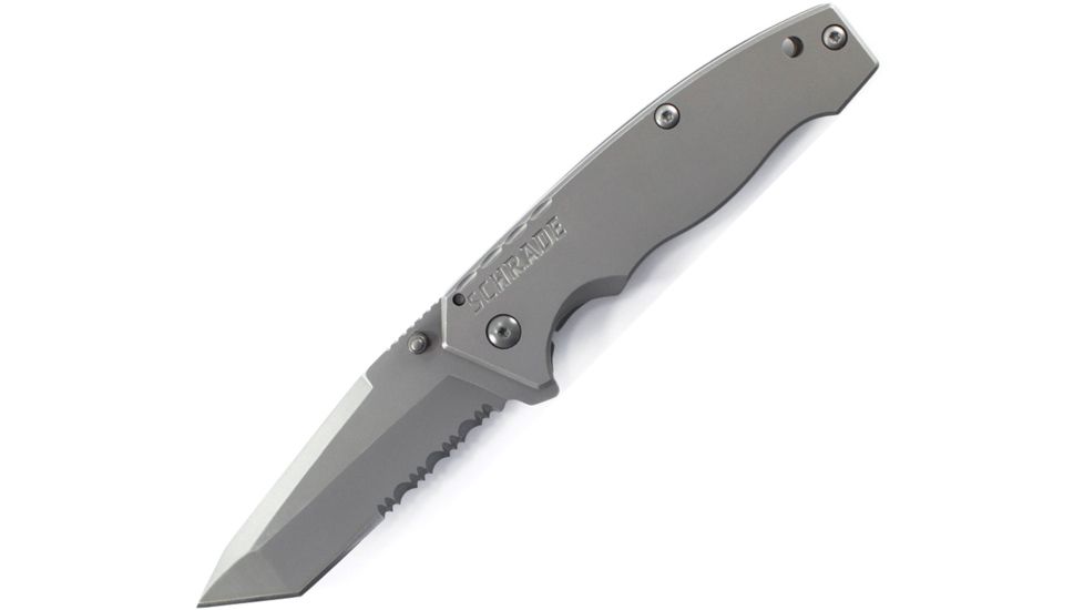 Schrade SCH306, Stainless Handle, Tanto ComboEdge, SCH306TS
