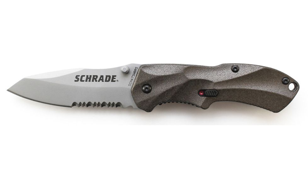 Schrade SCHA7 Mini MAGIC, Brown Alum. Handle, BLK ComboEdge, SCHA7SMBRS