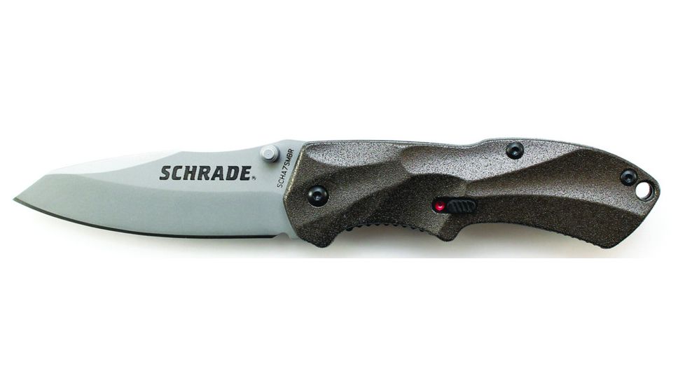 Schrade SCHA7 Mini MAGIC, Brown Alum. Handle, BLK Plain, SCHA7SMBR