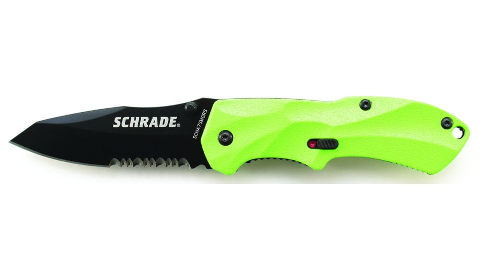 Schrade SCHA7 Mini MAGIC, Green Alum. Handle, BLK ComboEdge, SCHA7SMGRS
