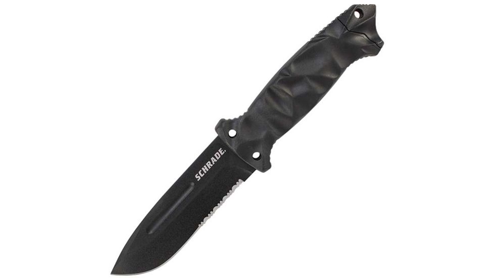 Schrade SCHF40 Fixed Blade Knife,5.10in,Black GFN Handle,Black Drop Point ComboEdge w/Sheath SCHF40