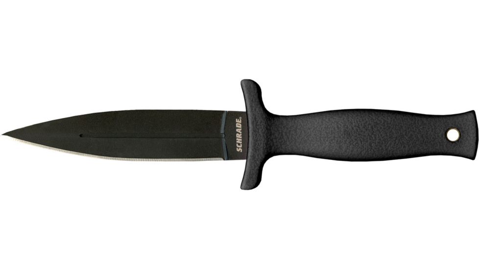 Schrade Single Edge Boot Knife, 9 in, BLK Handle/Plain, Leather, SCHF19LF