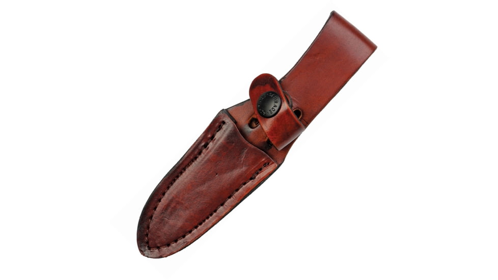 Schrade Uncle Henry Fixed Blade Knife, Uncle Henry, 6.5in Overall, 2.75in Satin SS Blade, Delrin Stag Handle, Brown Leather Belt Sheath, 1100092