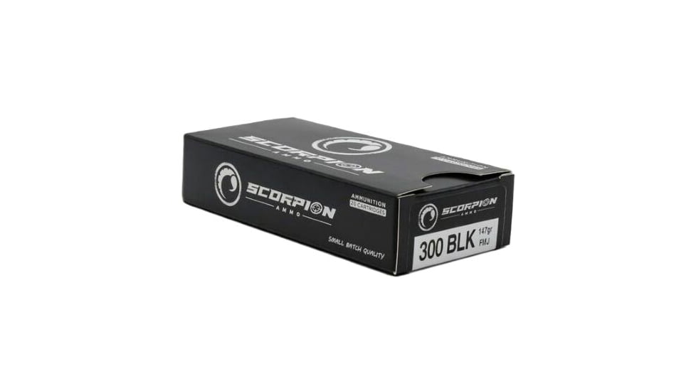 Scorpion .300 AAC Blackout 147 Grain Full Metal Jacket Brass Cased Rifle Ammo, 20 Rounds, 300B147FMJ-S20