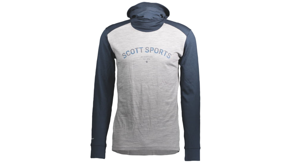 SCOTT Defined Merino L/SL Hoody - Mens, Dark Blue/Light Grey Melange, Large, 2837967037008