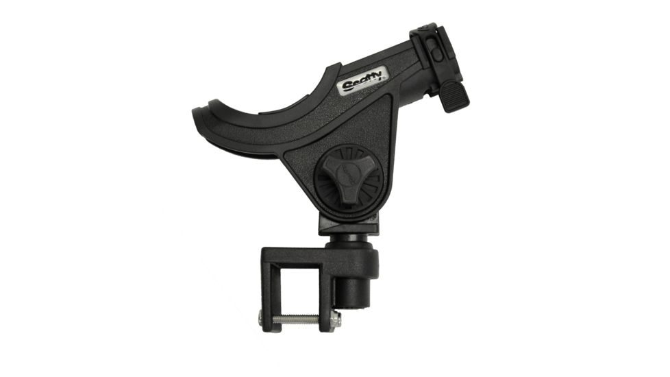 Scotty 284 Baitcaster/Spinning Rod Holder w/243 Square Rail Mount, Black, 0284-BK