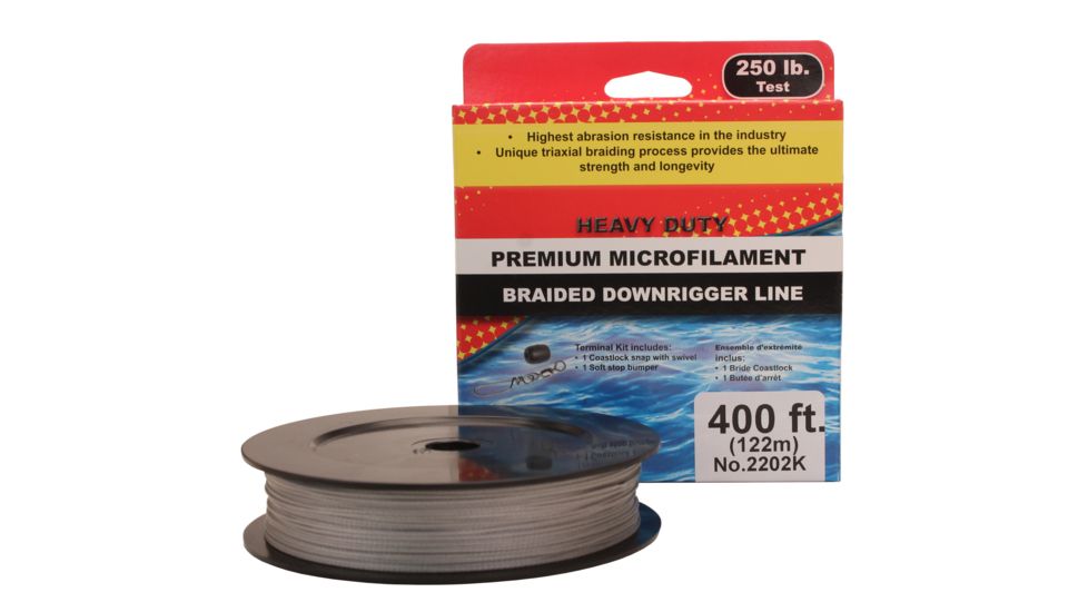 Scotty Heavy Duty Braided Downrigger Line, 400ft, Grey, 2202K