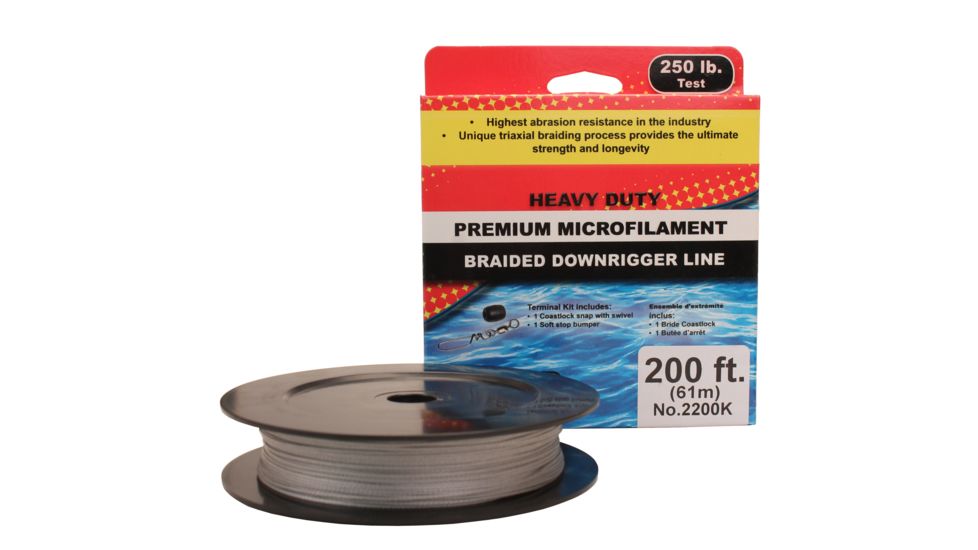 Scotty Heavy Duty Braided Downrigger Line, 200ft, Grey, 2200K