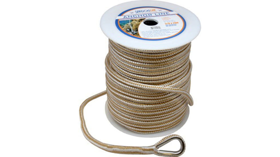 Sea-Dog Premium Double Braided Nylon Anchor Line - 1/2in x 60', Gold/White, 302112060G/W-1