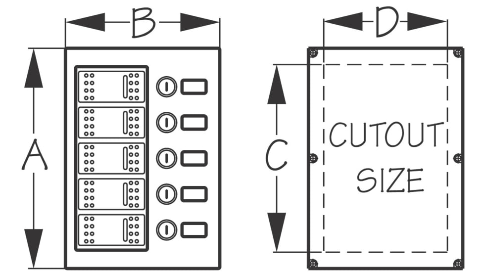 Sea-Dog Sea Dog Wave Rocker Switch Panel With 5 Illuminating Switches And Fuse, 425110-1